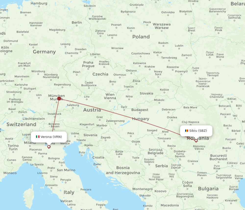 SBZ to VRN flights and routes map