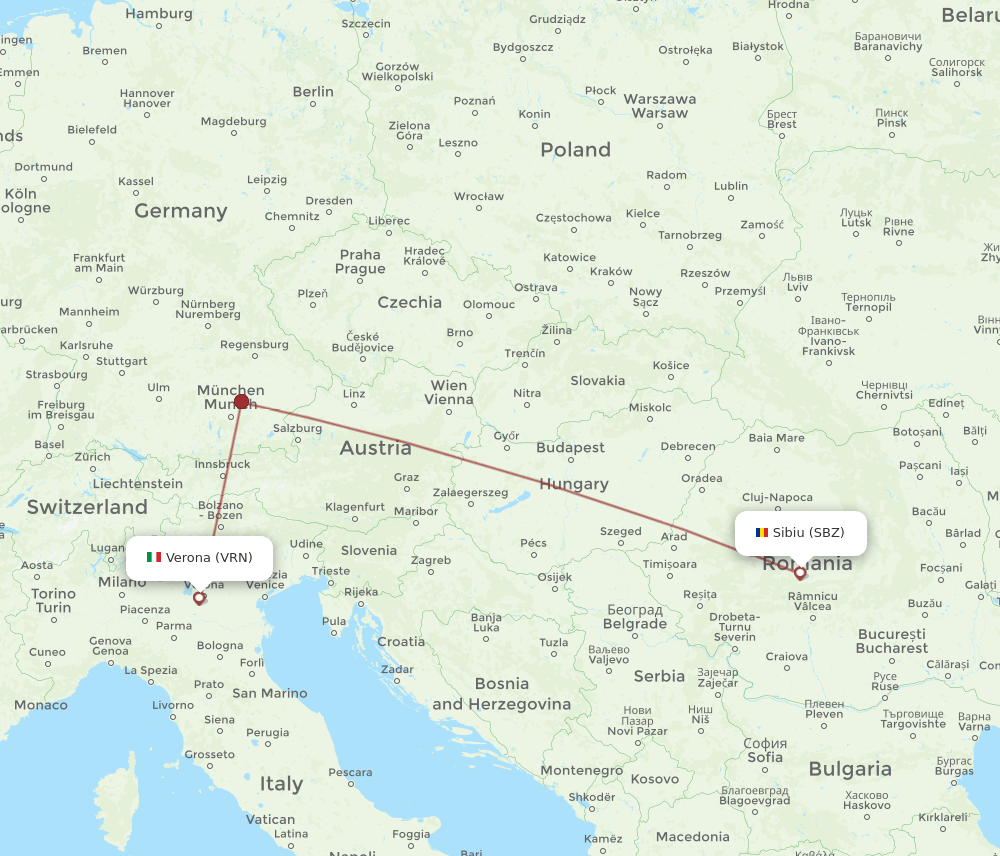 SBZ-VRN flight routes