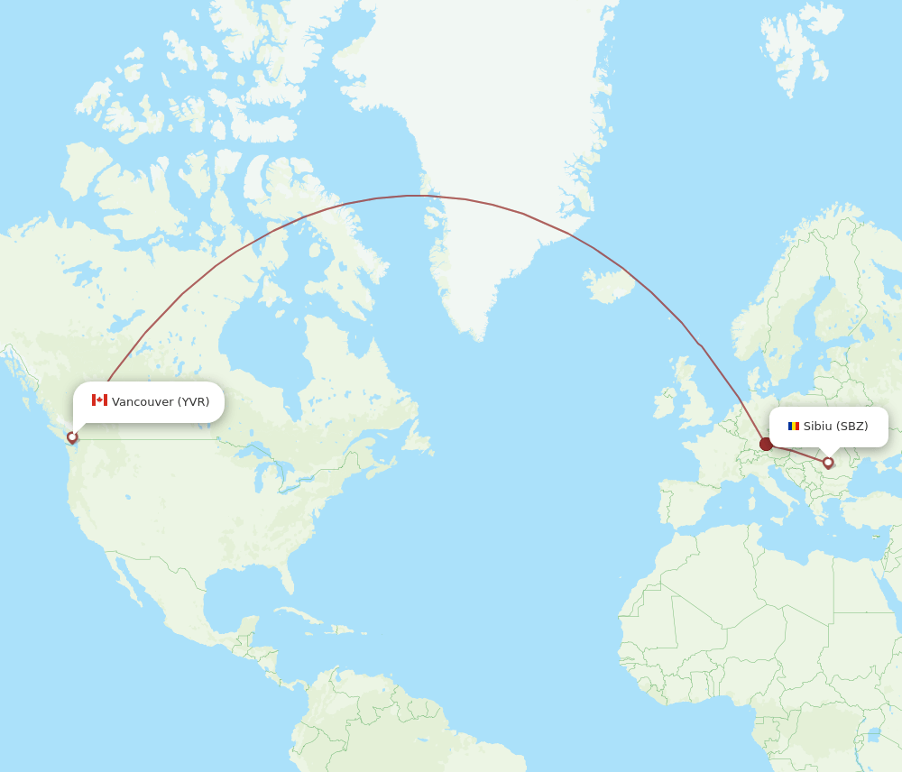 SBZ-YVR flight routes