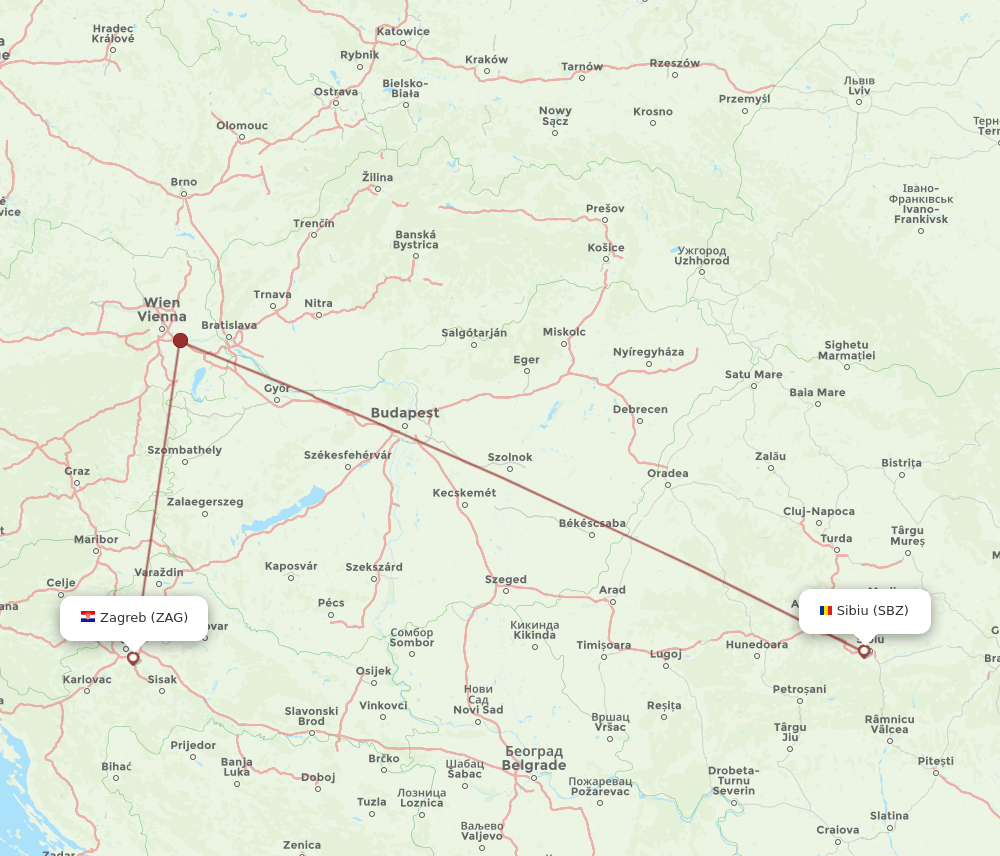 SBZ to ZAG flights and routes map