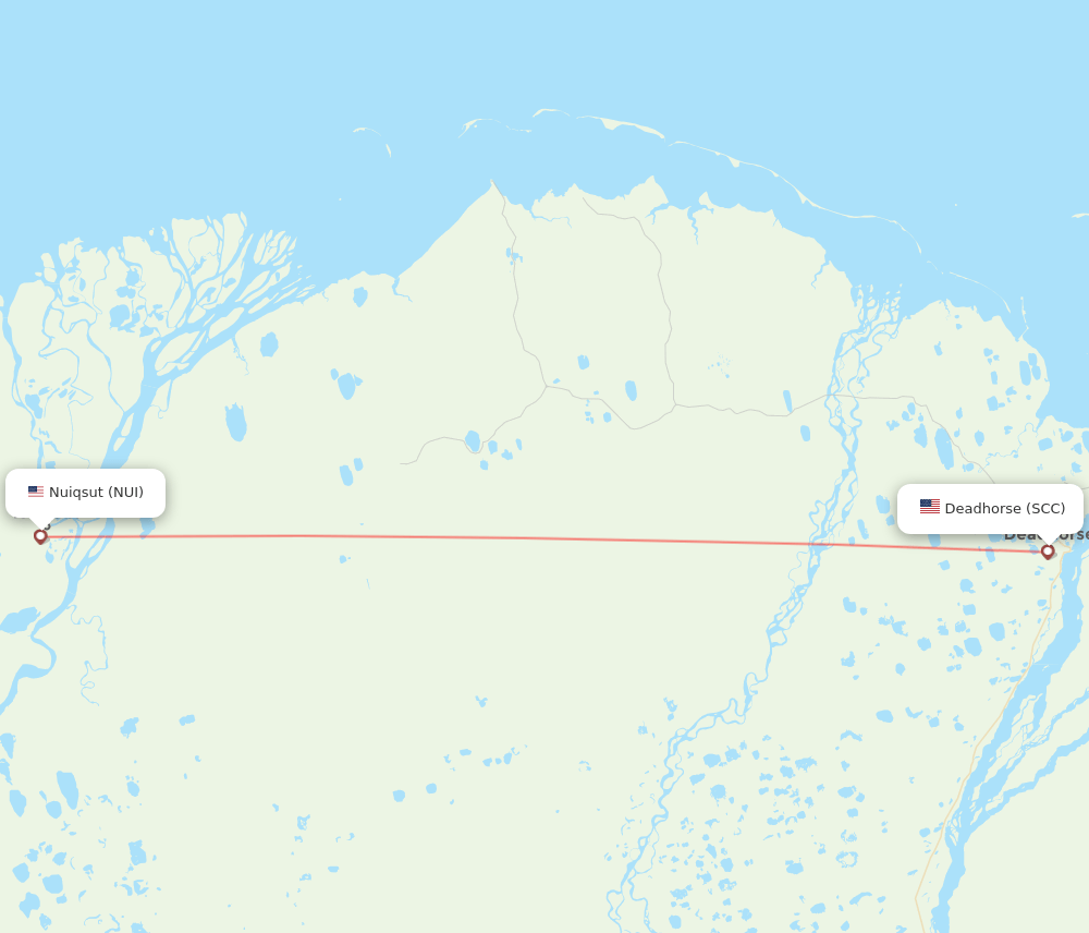 Prudhoe Bay/Deadhorse - Nuiqsut route map and flight paths