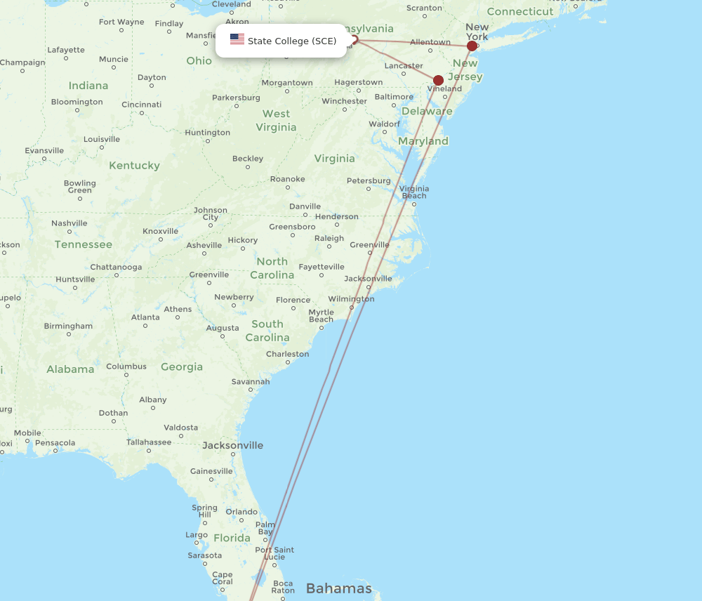 SCE-EYW flight routes
