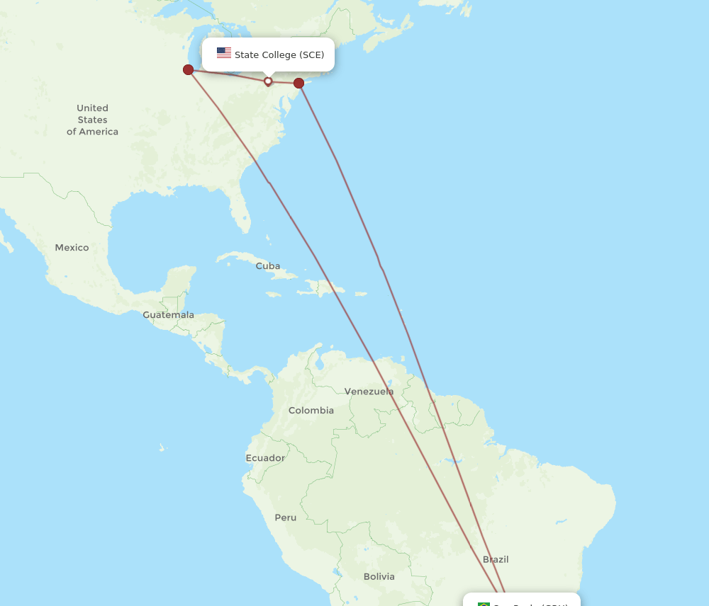 SCE-GRU flight routes