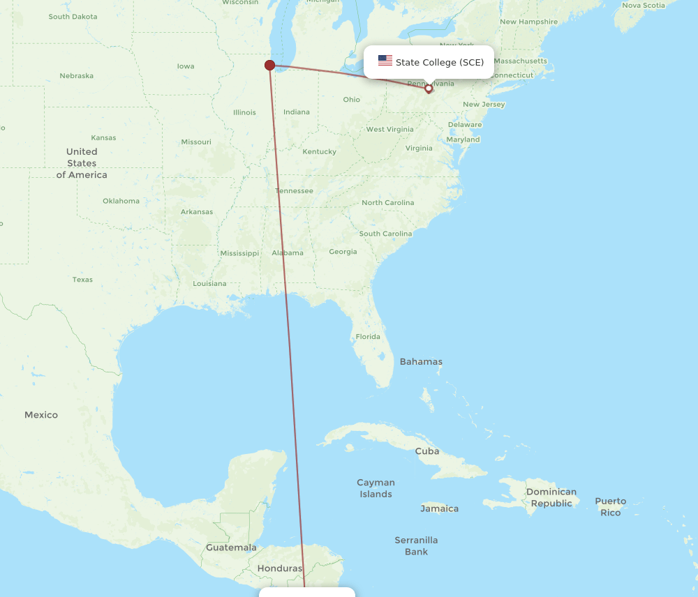 SCE-LIR flight routes