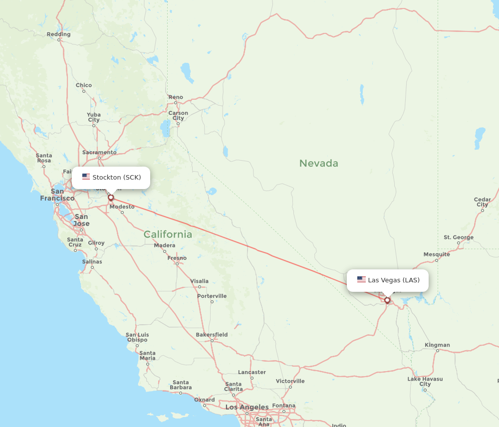 SCK to LAS flights and routes map