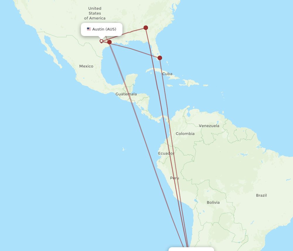 SCL-AUS flight routes