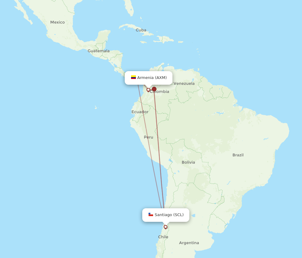SCL to AXM flights and routes map