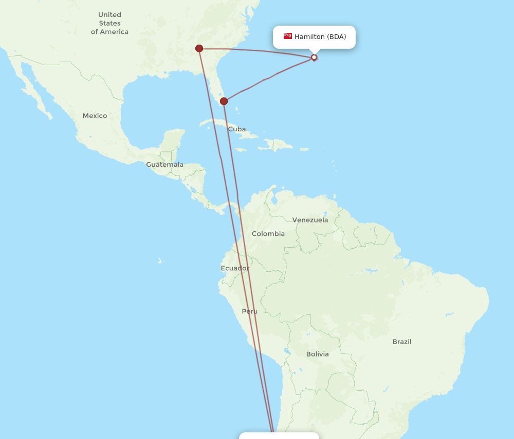 SCL-BDA flight routes