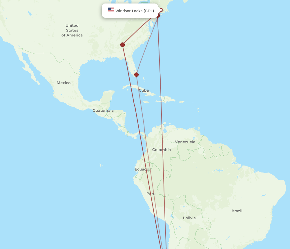 SCL-BDL flight routes