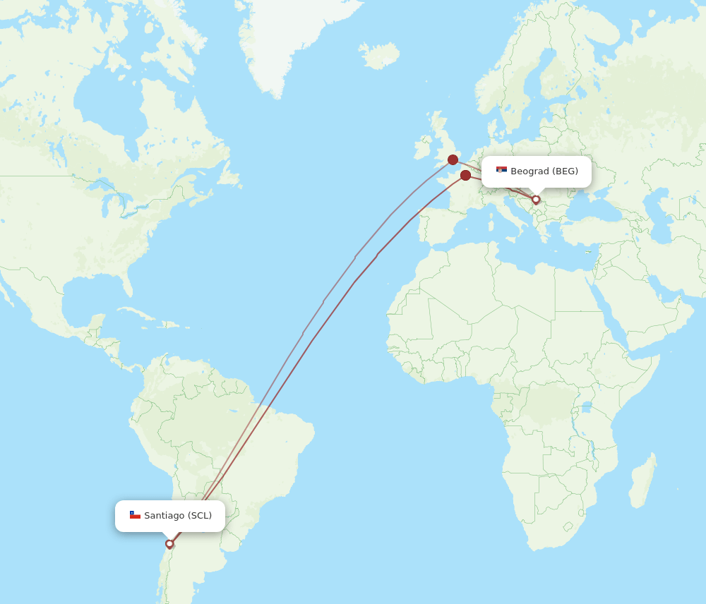 SCL-BEG flight routes