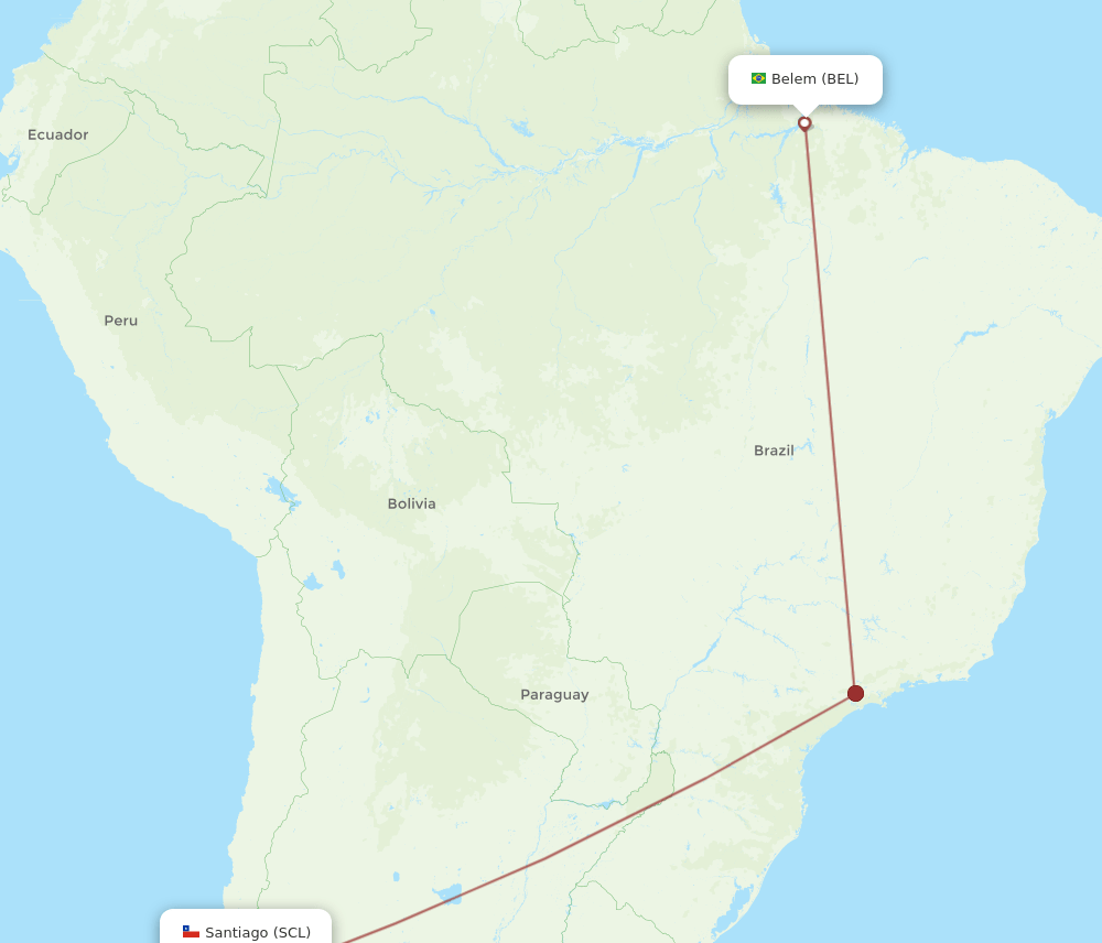 SCL to BEL flights and routes map