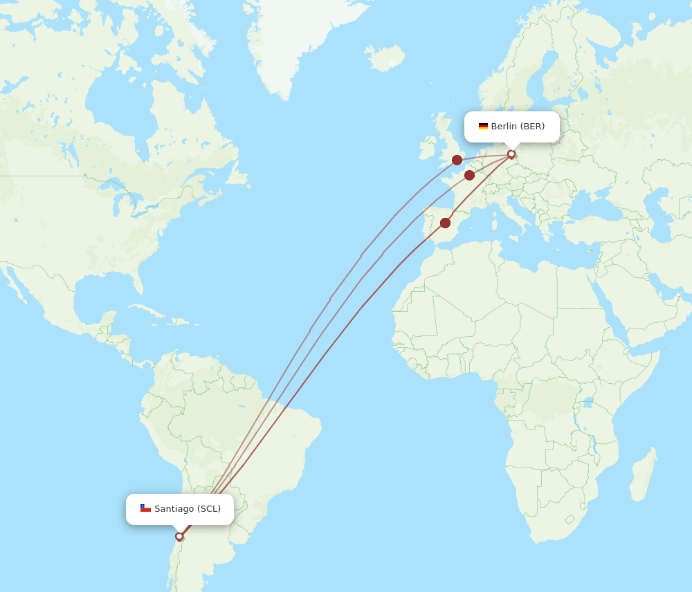 SCL-BER flight routes