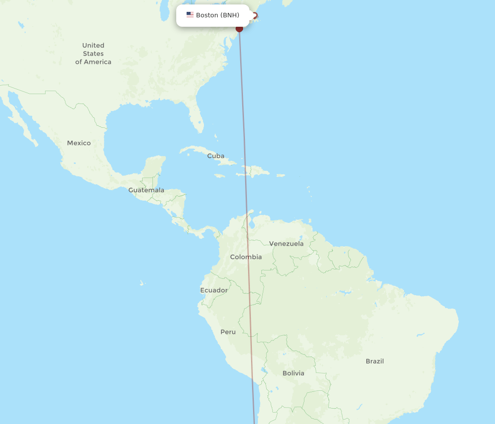 Boston - Santiago route map and flight paths