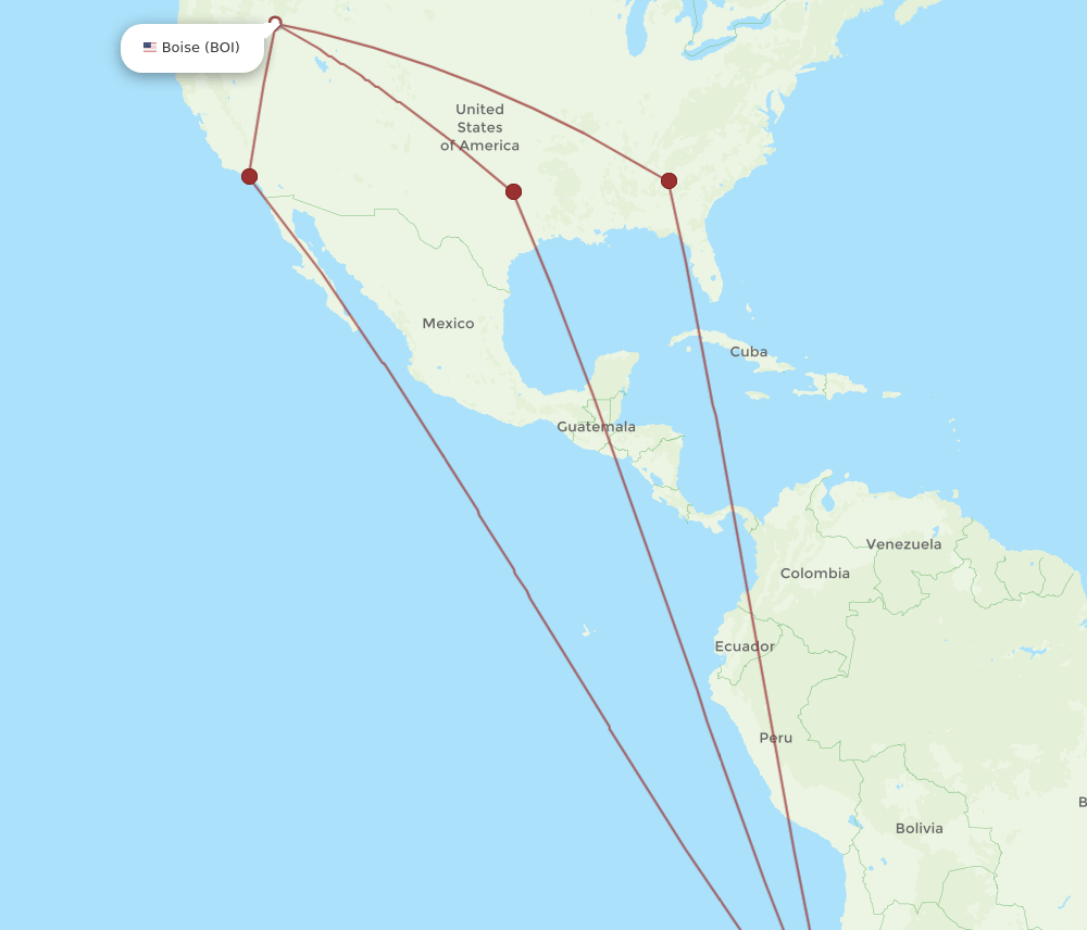 SCL to BOI flights and routes map