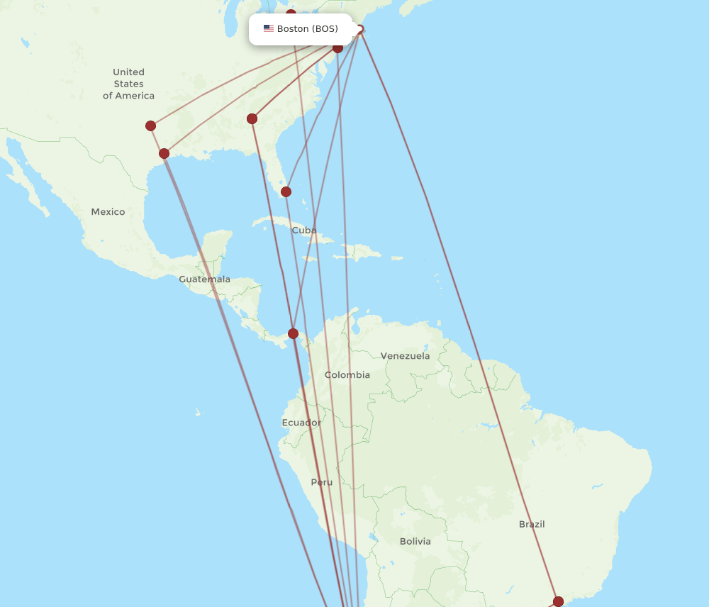 SCL-BOS flight routes