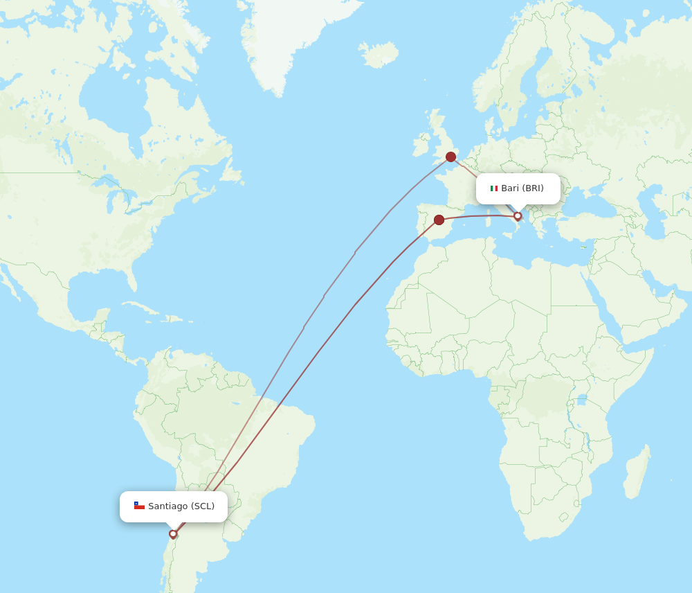 SCL-BRI flight routes