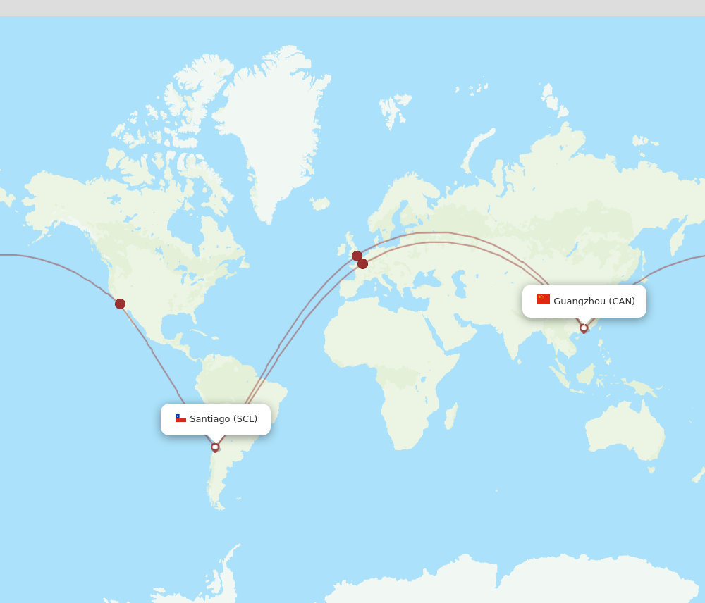 SCL to CAN flights and routes map