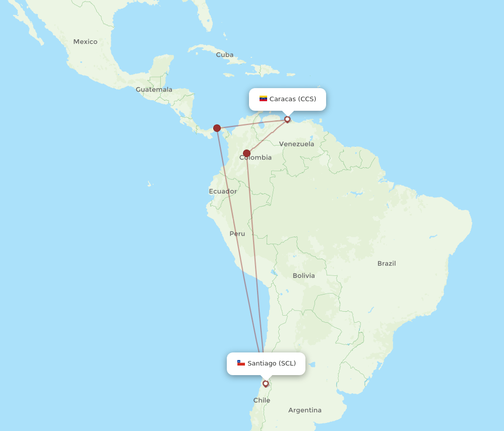 SCL to CCS flights and routes map