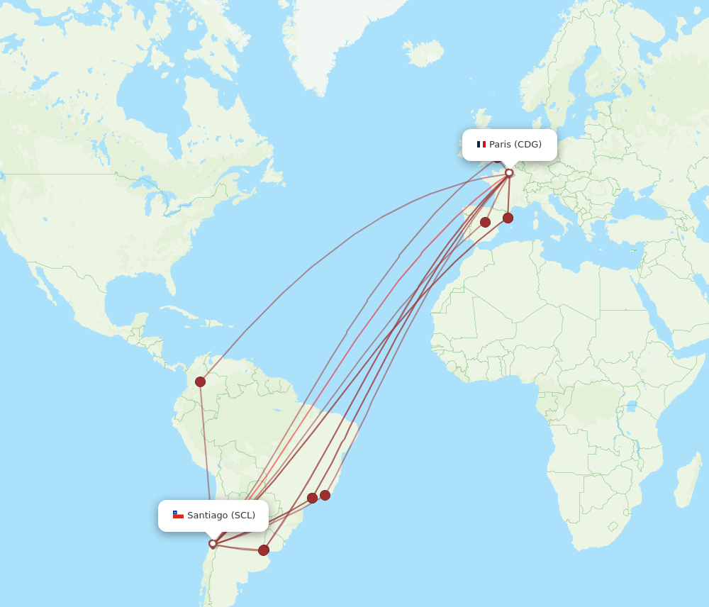 SCL-CDG flight routes