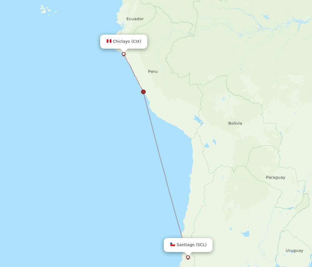 SCL to CIX flights and routes map