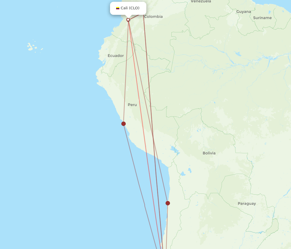 SCL-CLO flight routes