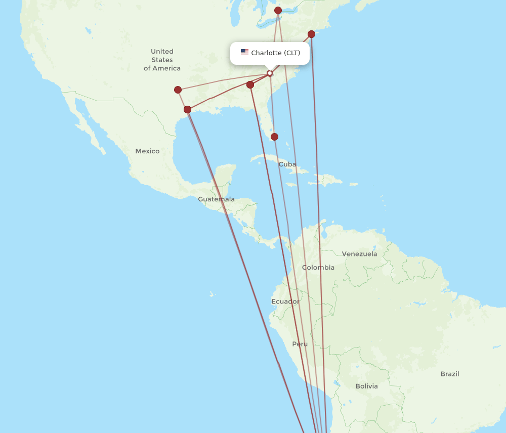 SCL-CLT flight routes