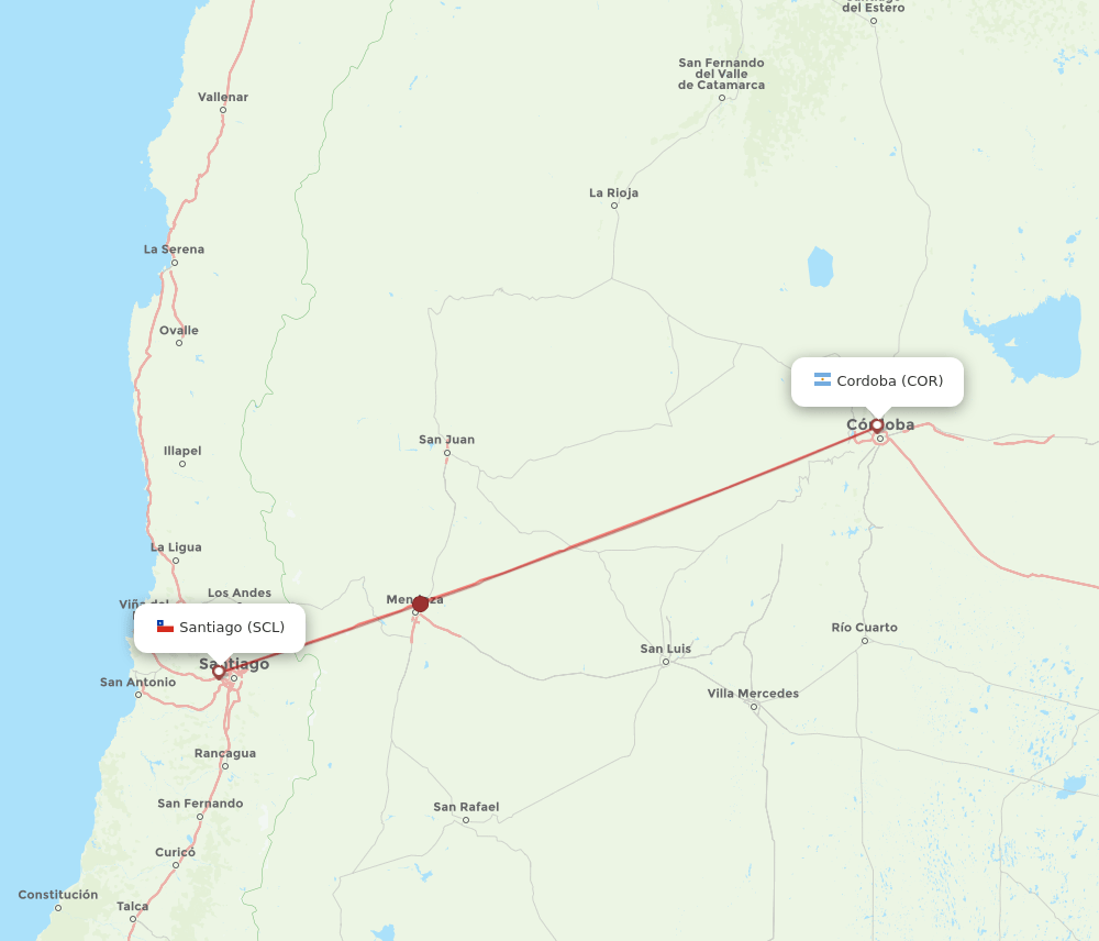 SCL-COR flight routes
