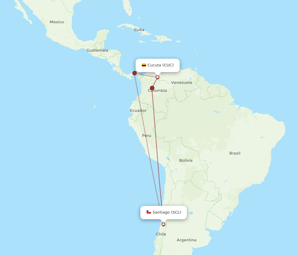 SCL-CUC flight routes