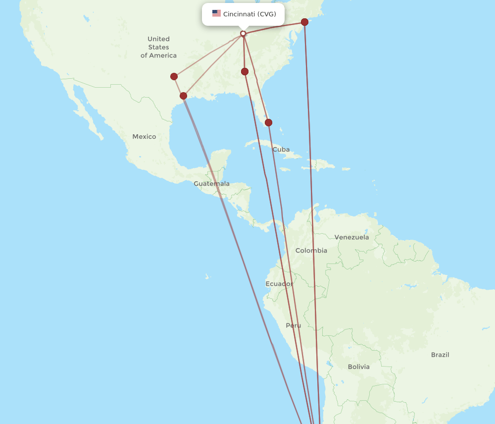 SCL-CVG flight routes