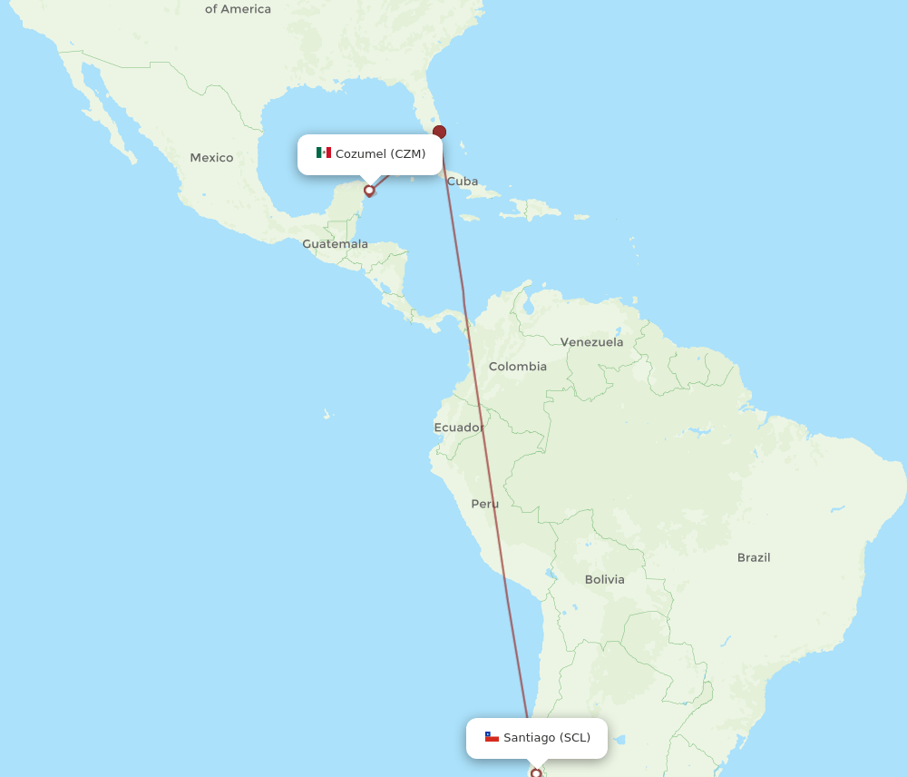SCL to CZM flights and routes map