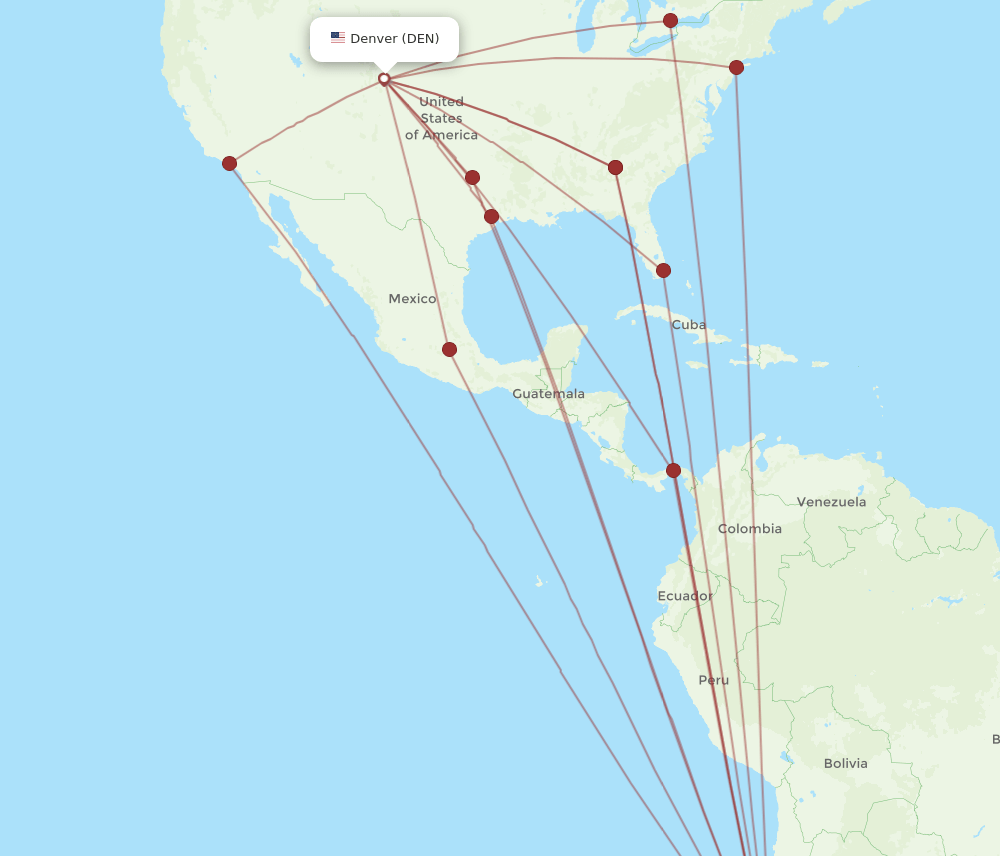 SCL-DEN flight routes