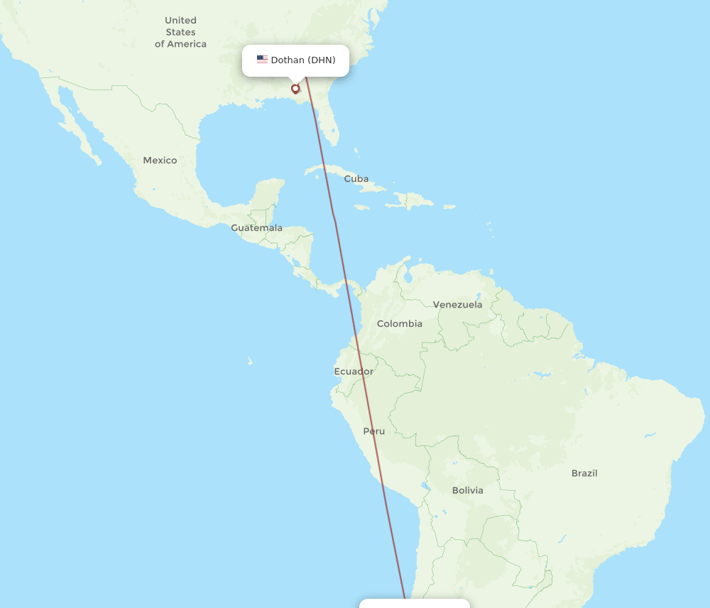 SCL-DHN flight routes