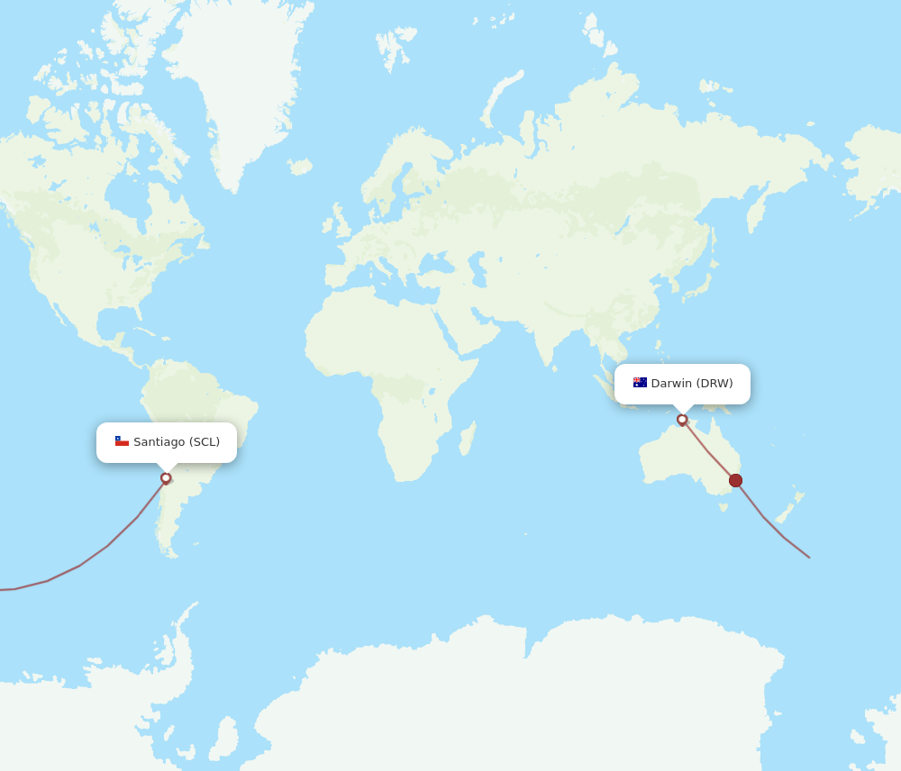Darwin - Santiago route map and flight paths