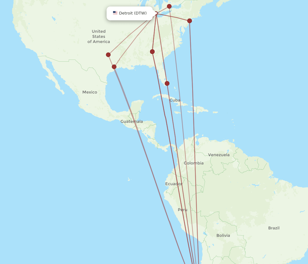 SCL-DTW flight routes