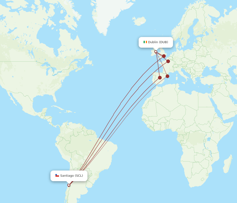 SCL-DUB flight routes