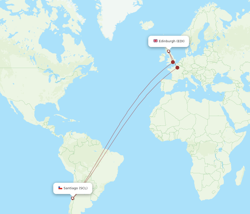 SCL-EDI flight routes