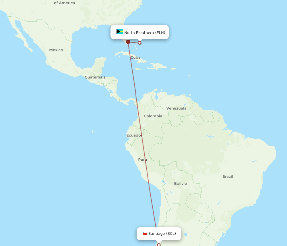 SCL to ELH flights and routes map
