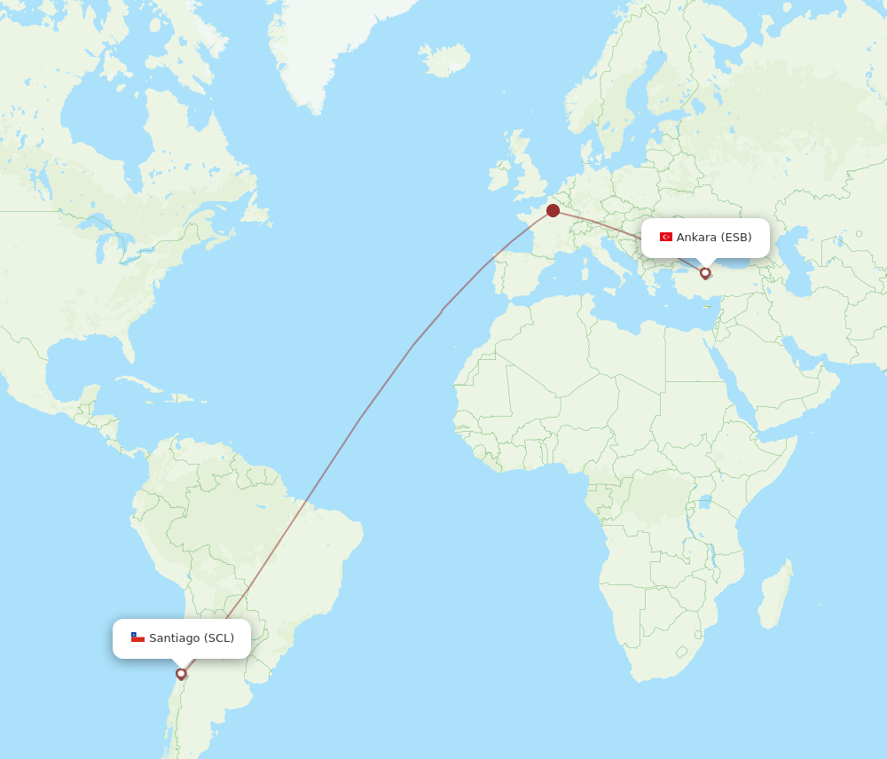 SCL to ESB flights and routes map