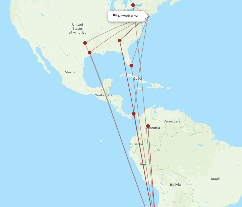 SCL-EWR flight routes