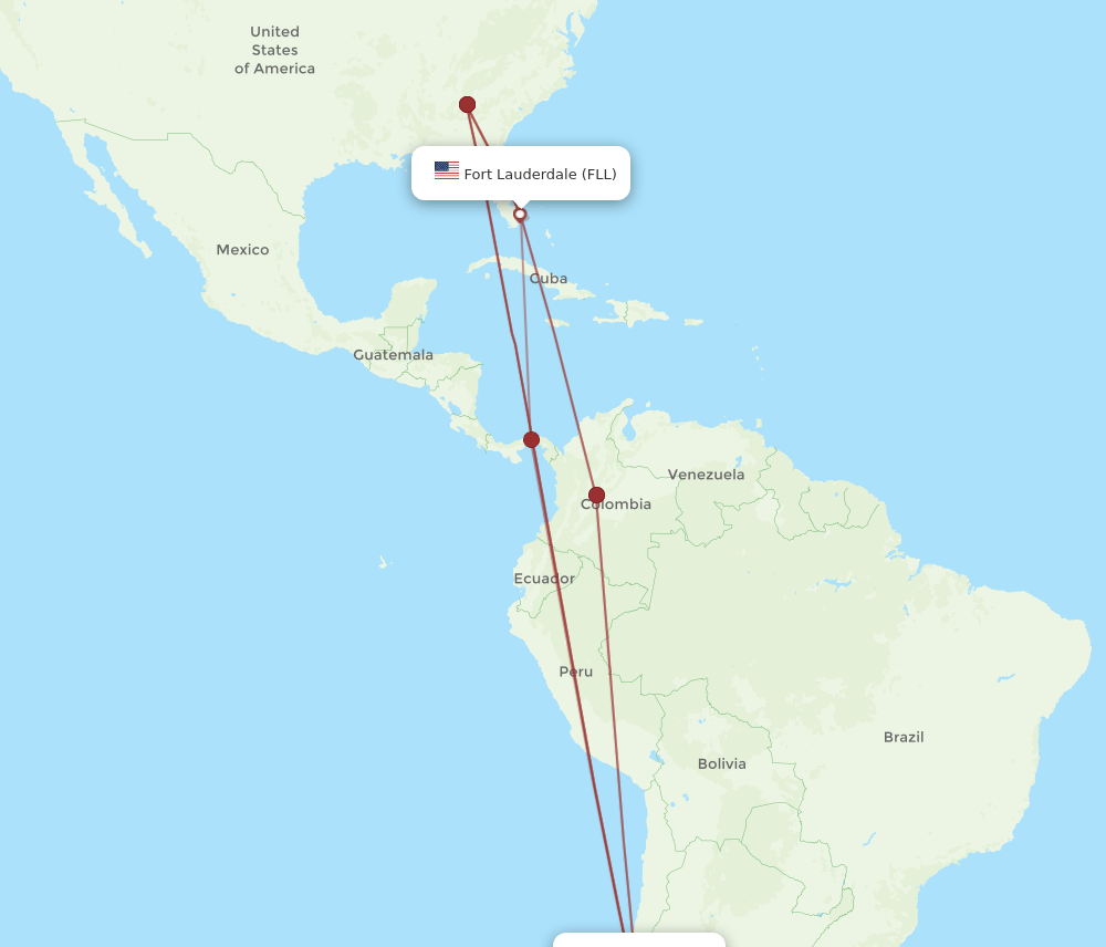 SCL to FLL flights and routes map