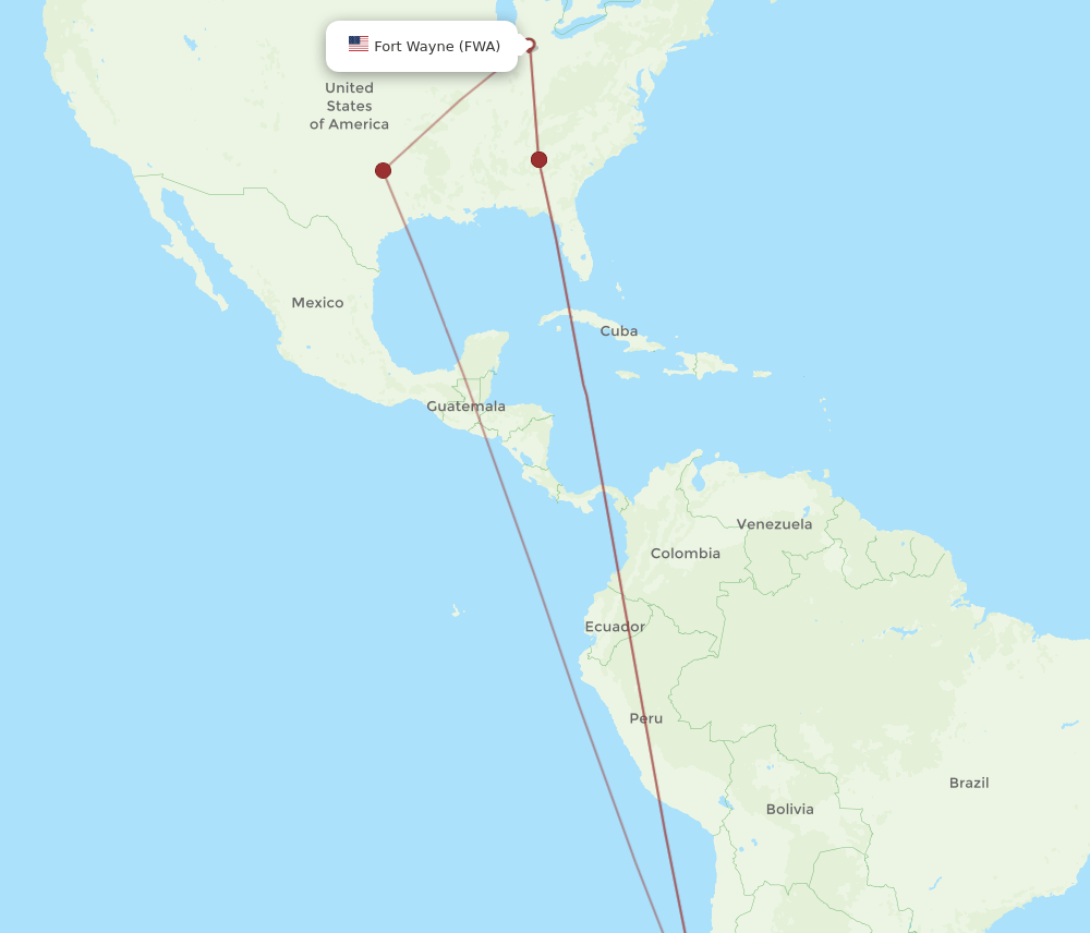 SCL to FWA flights and routes map