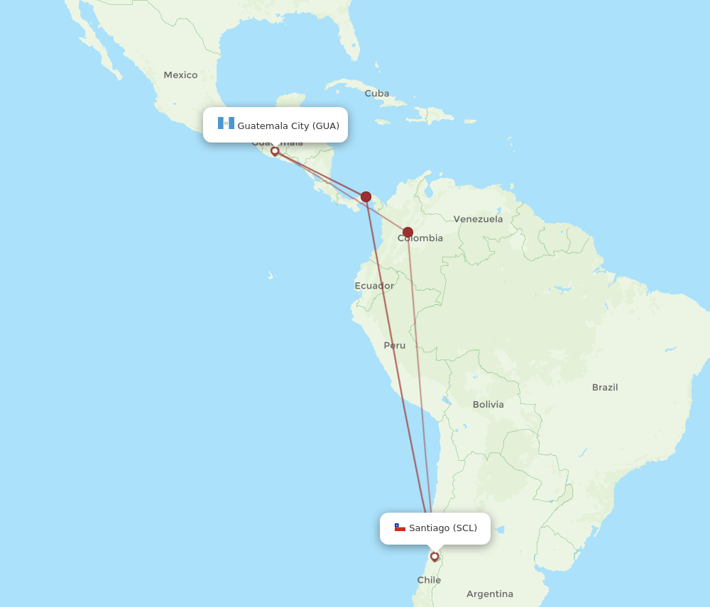 SCL-GUA flight routes