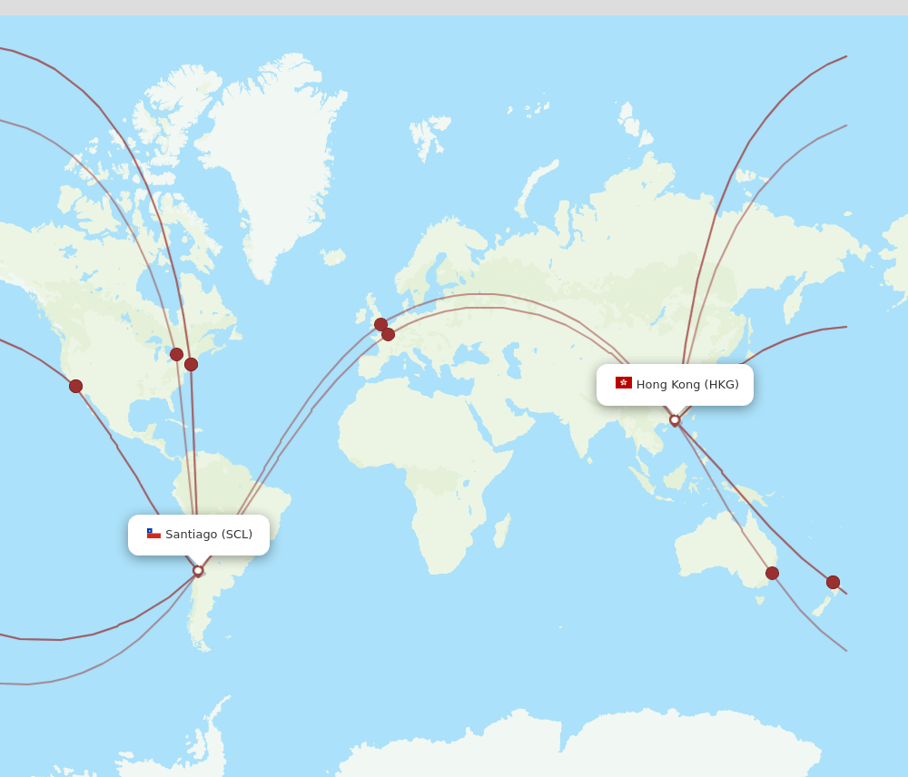SCL-HKG flight routes