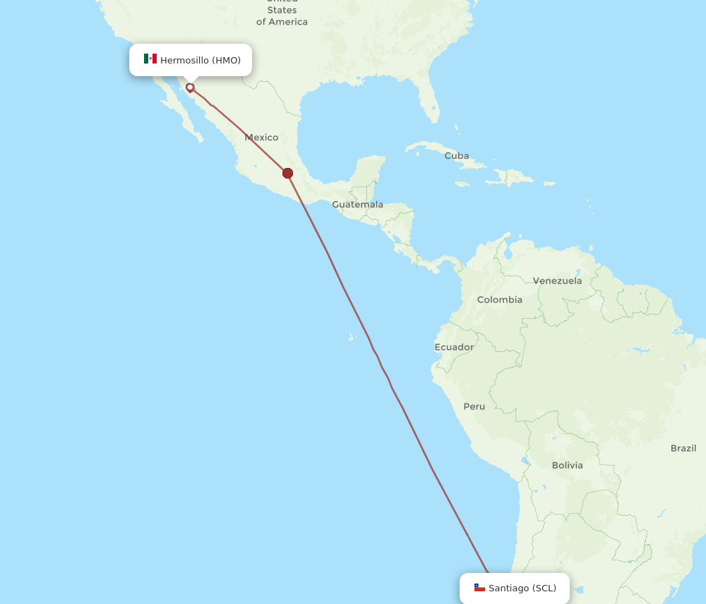 SCL-HMO flight routes