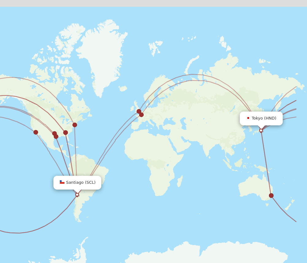 SCL-HND flight routes