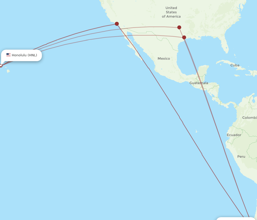 SCL-HNL flight routes