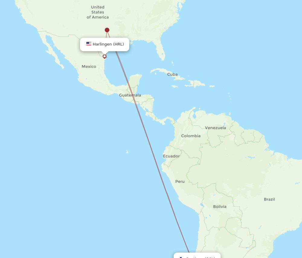 SCL-HRL flight routes