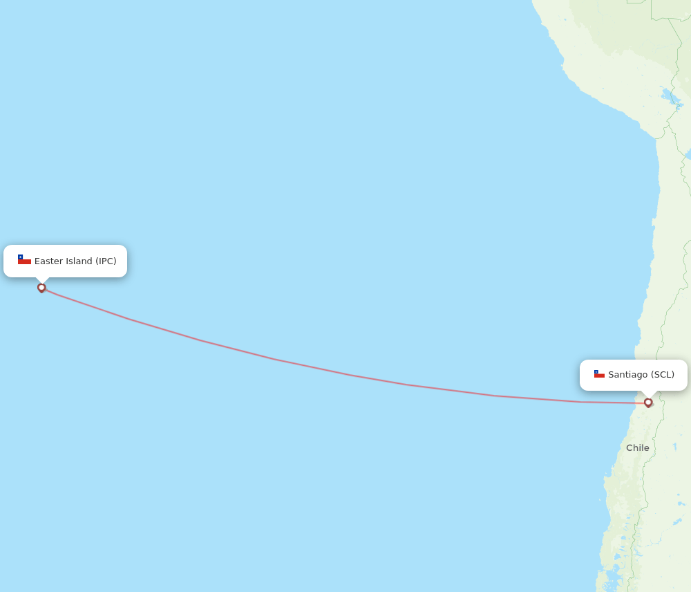 Santiago - Easter Island route map and flight paths
