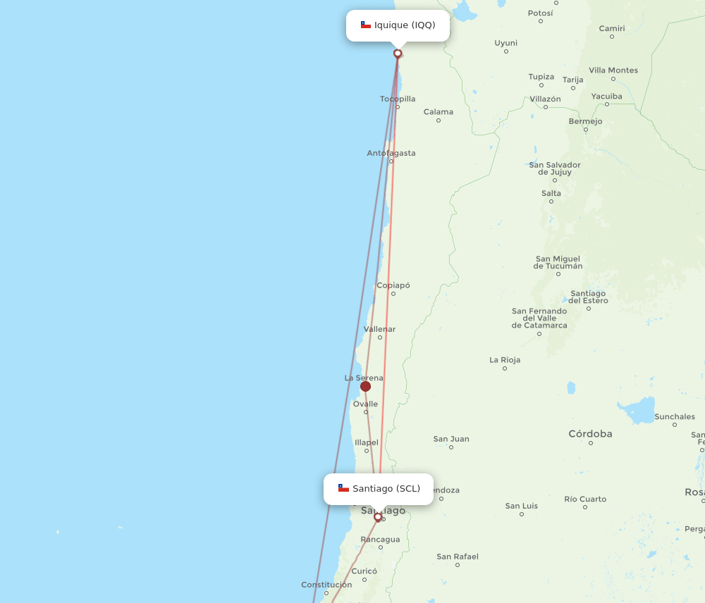 SCL to IQQ flights and routes map