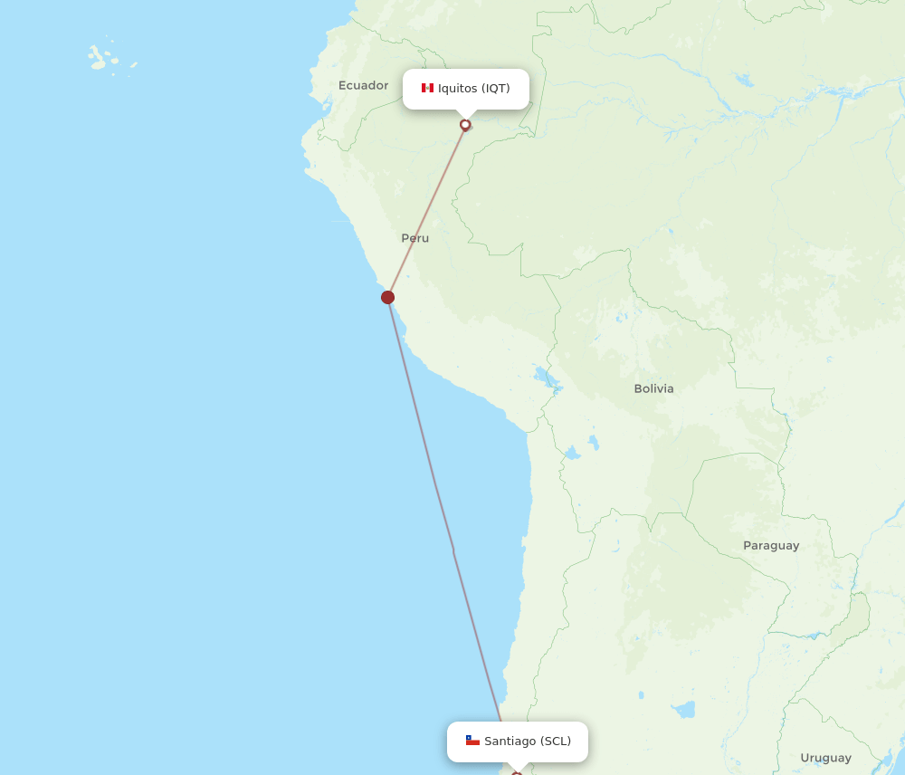 SCL-IQT flight routes